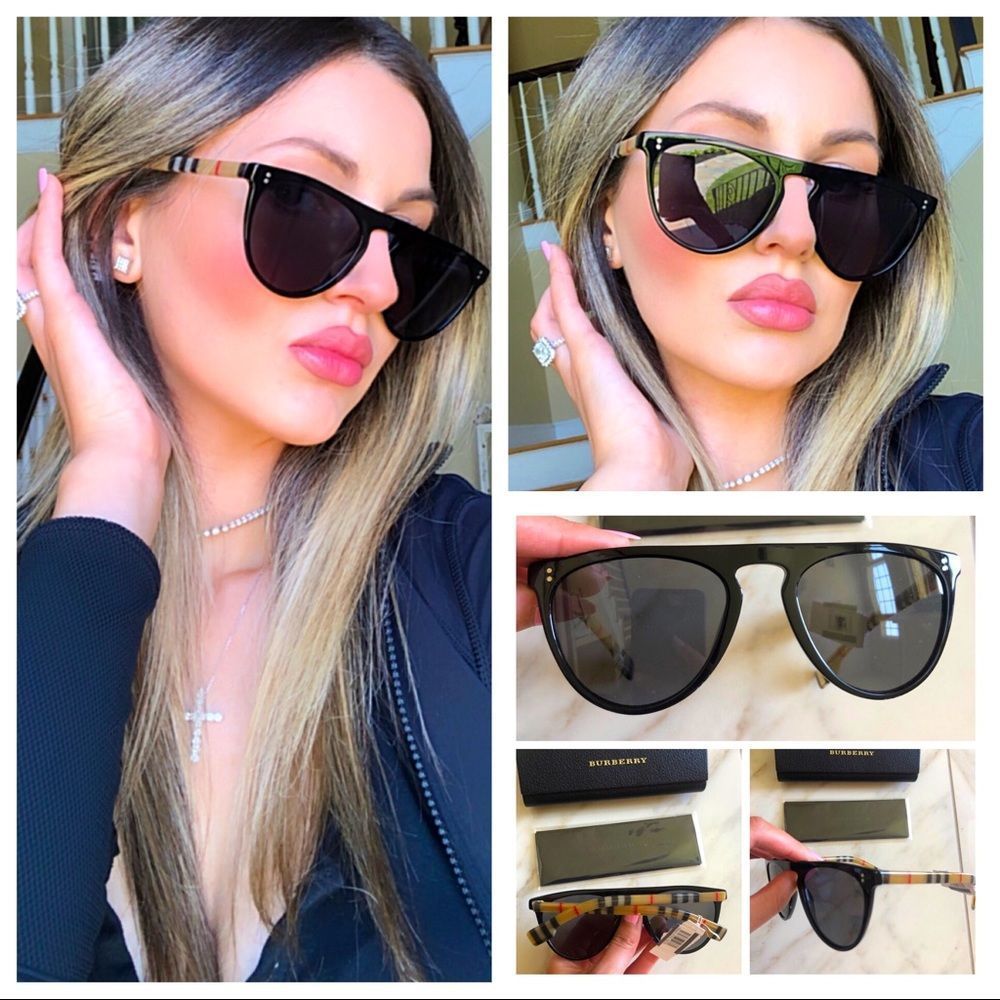 🔥NEW POLARIZED BURBERRY FLAT TOP SUNGLASSES